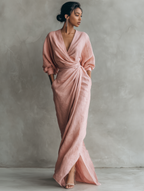Amaya | vestido maxi rosa cruzado