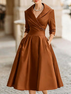 Nuria | Vestido midi satinado elegante