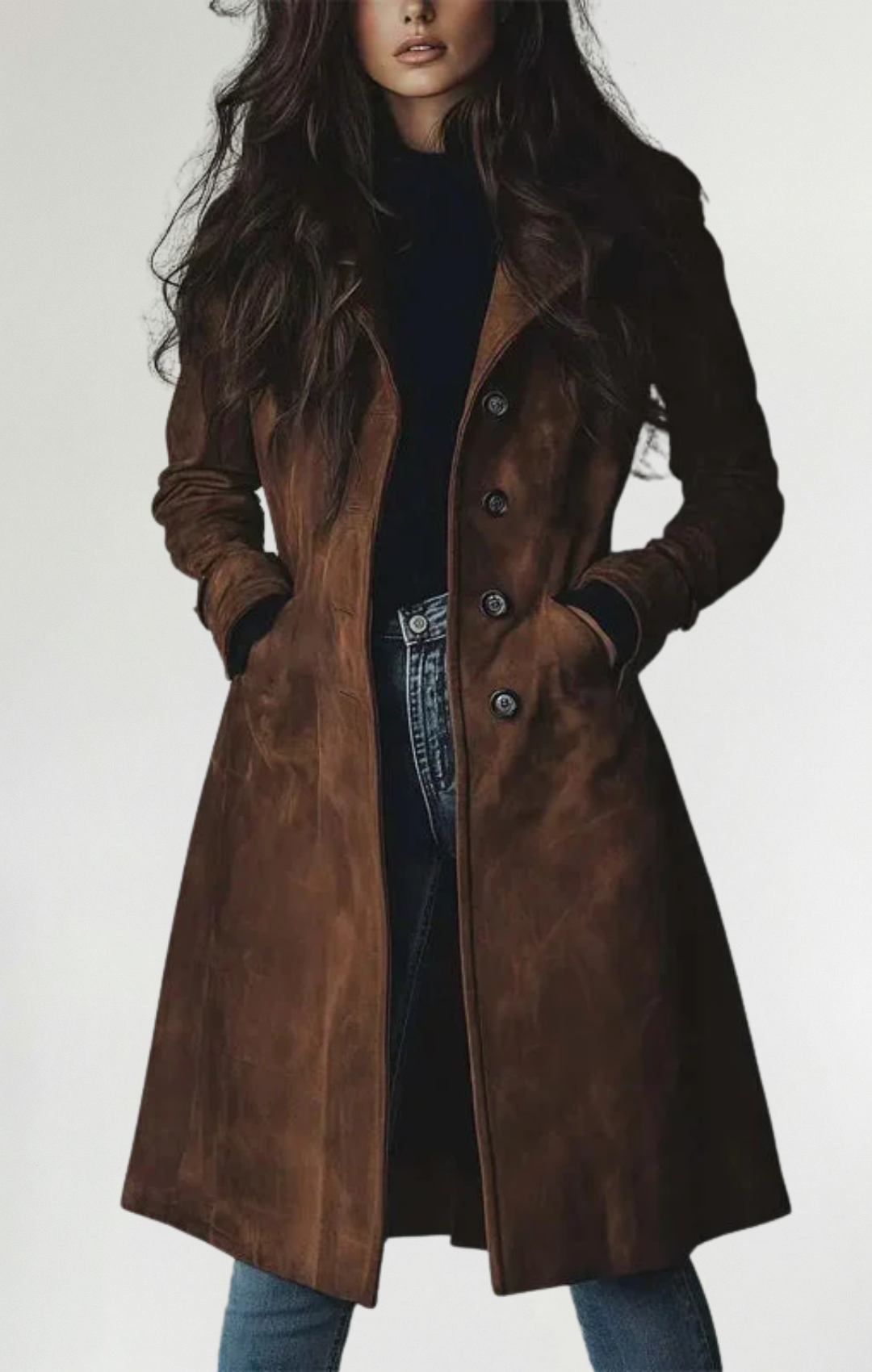 María - Chaqueta larga de ante vegano