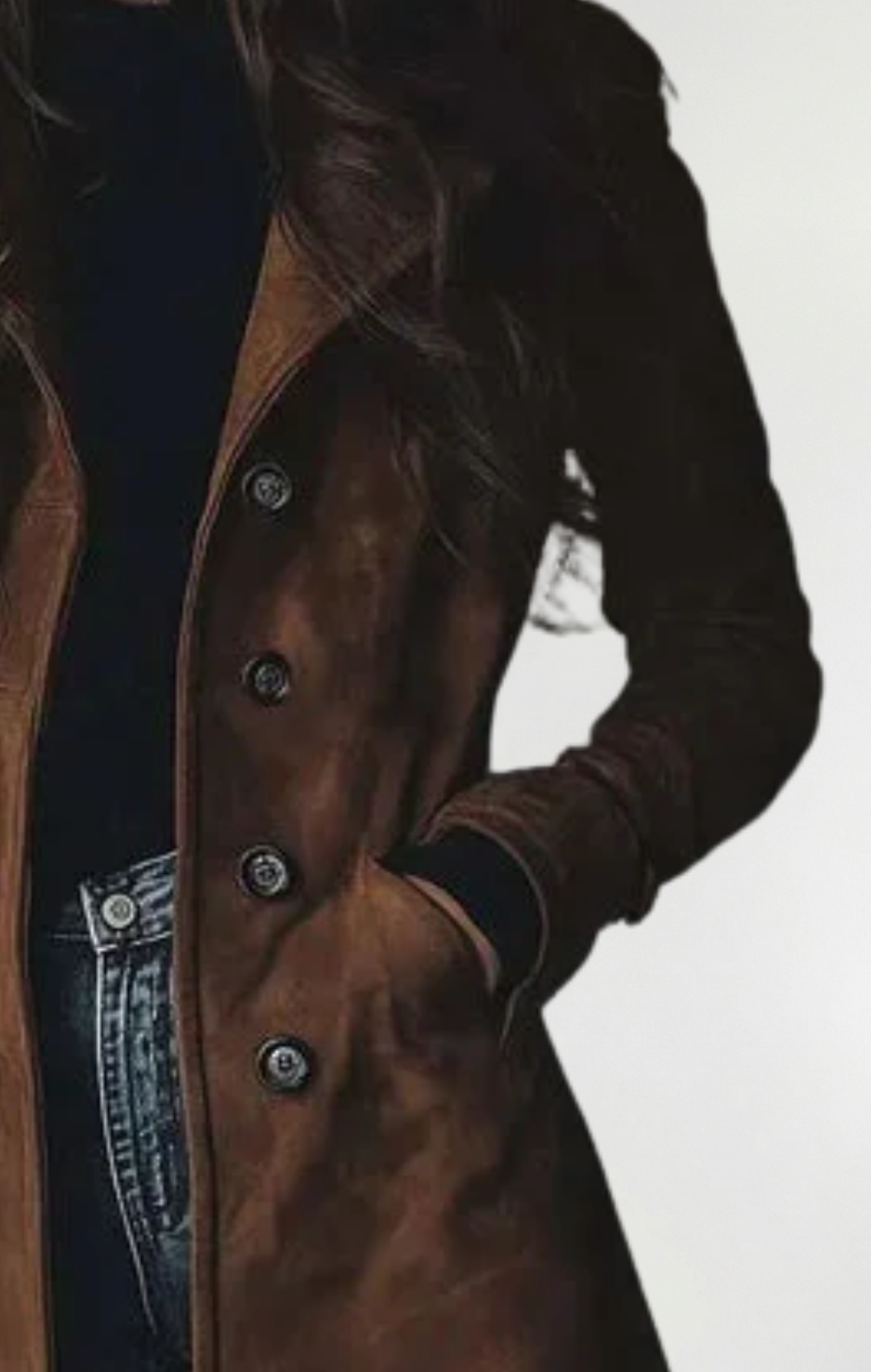 María - Chaqueta larga de ante vegano