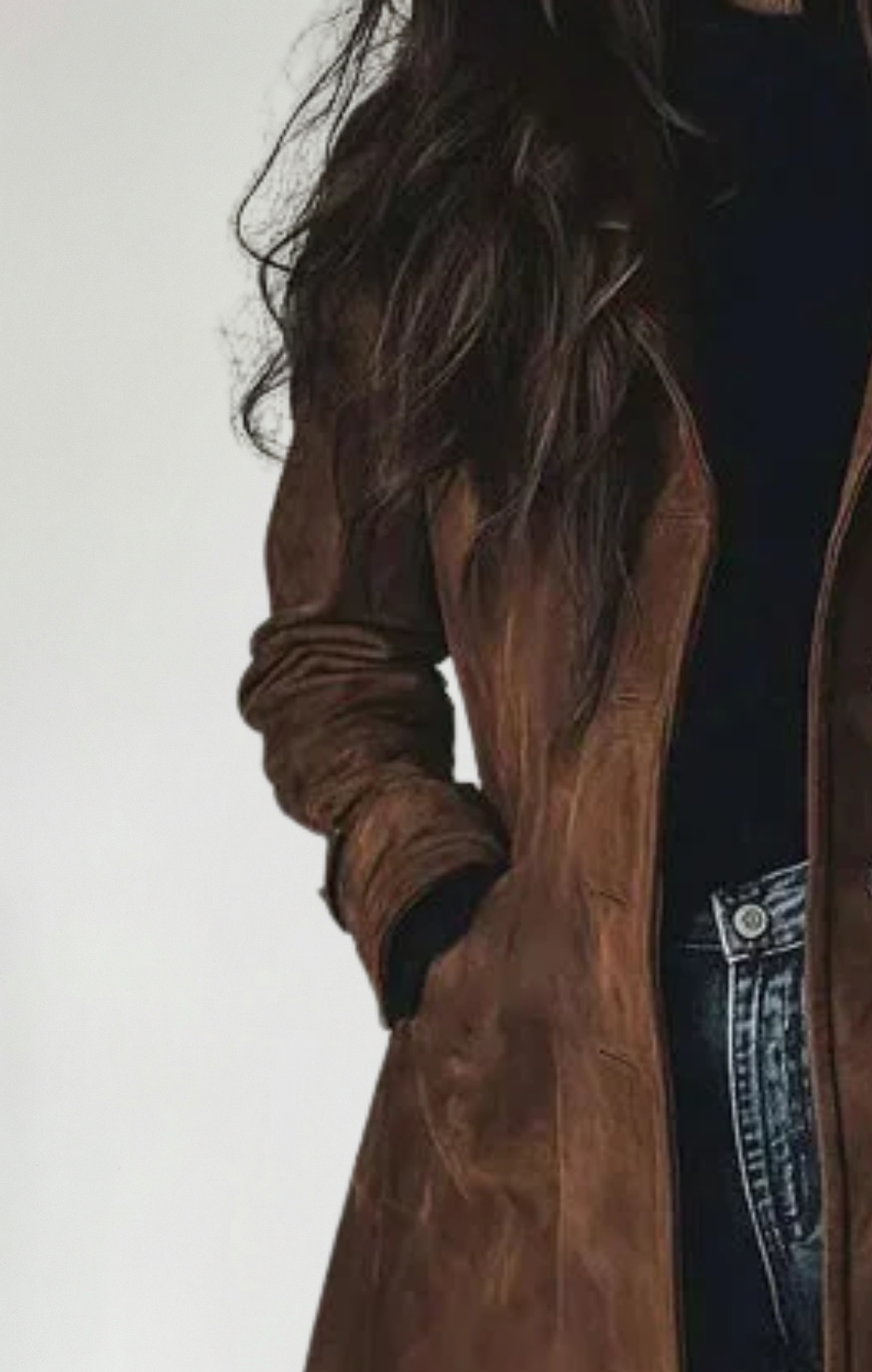 María - Chaqueta larga de ante vegano