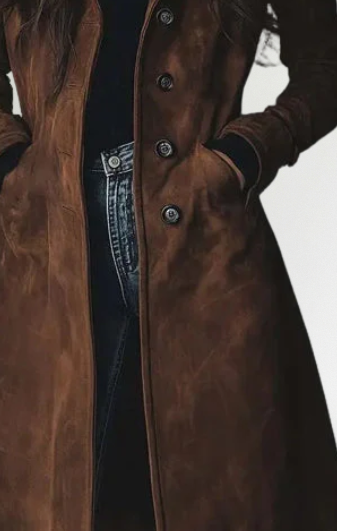 María - Chaqueta larga de ante vegano