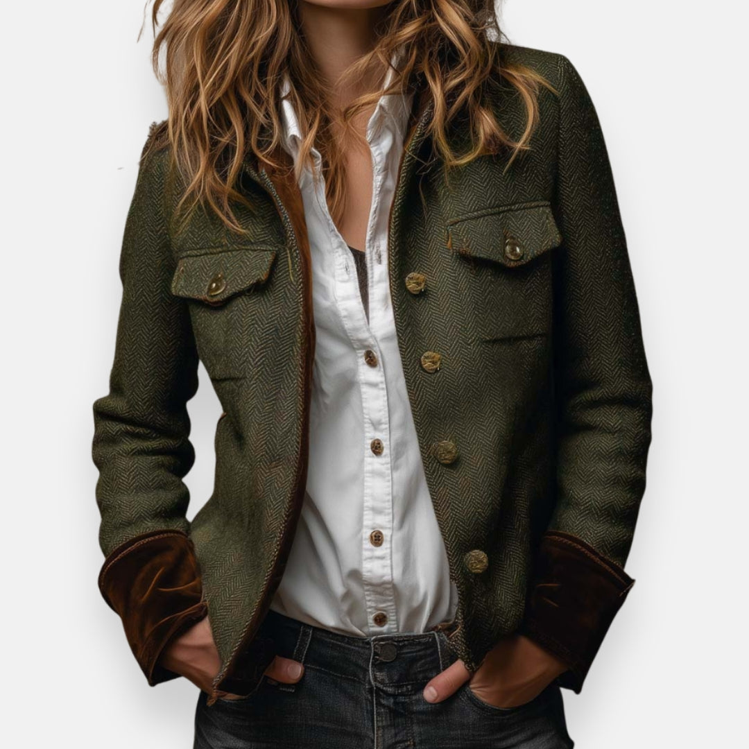 Marta | Chaqueta tweed con detalles de terciopelo