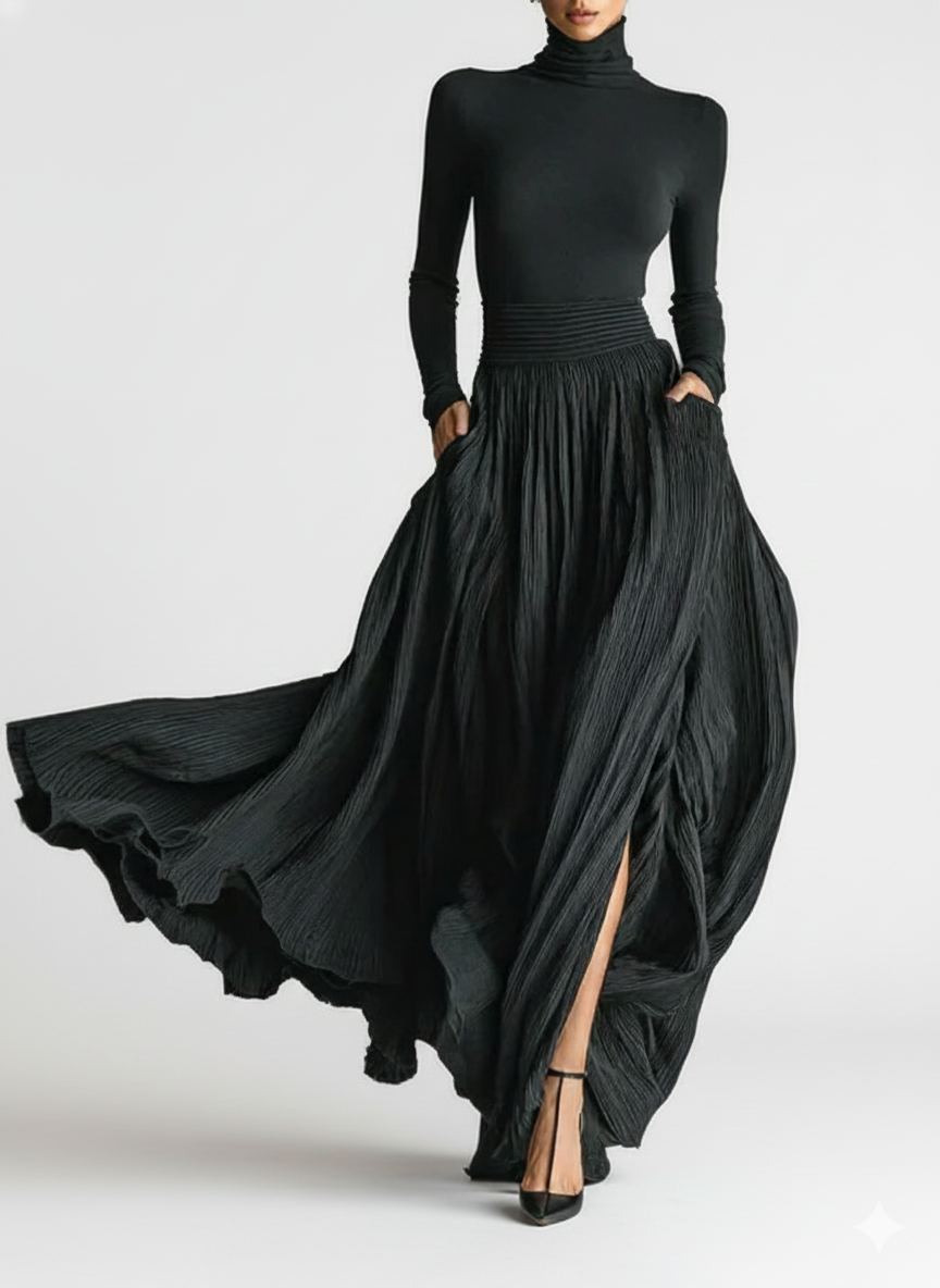 Lucía | Conjunto de falda plisada y camiseta ajustada de manga larga