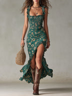 Sara | vestido maxi boho abertura alta