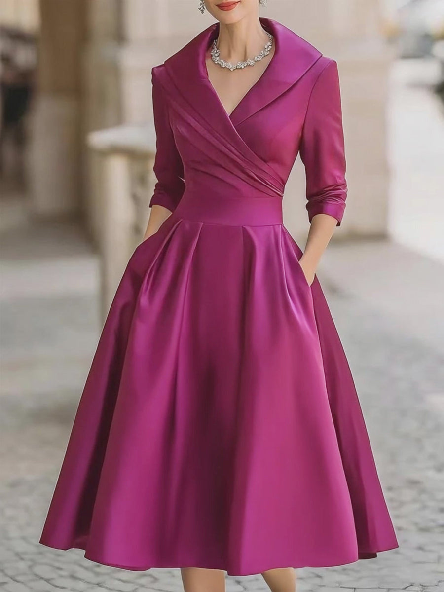 Nuria | Vestido midi satinado elegante