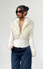 Mercedes | Chaqueta de piel de punto con parche de lujo