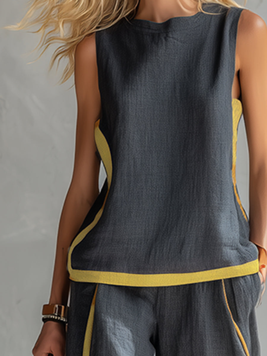 Mari | Conjunto bicolor de lino y algodón