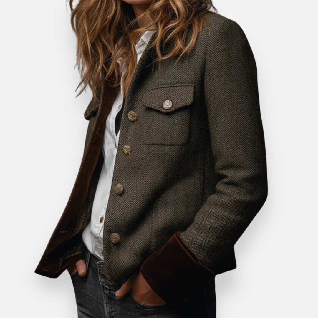 Marta | Chaqueta tweed con detalles de terciopelo