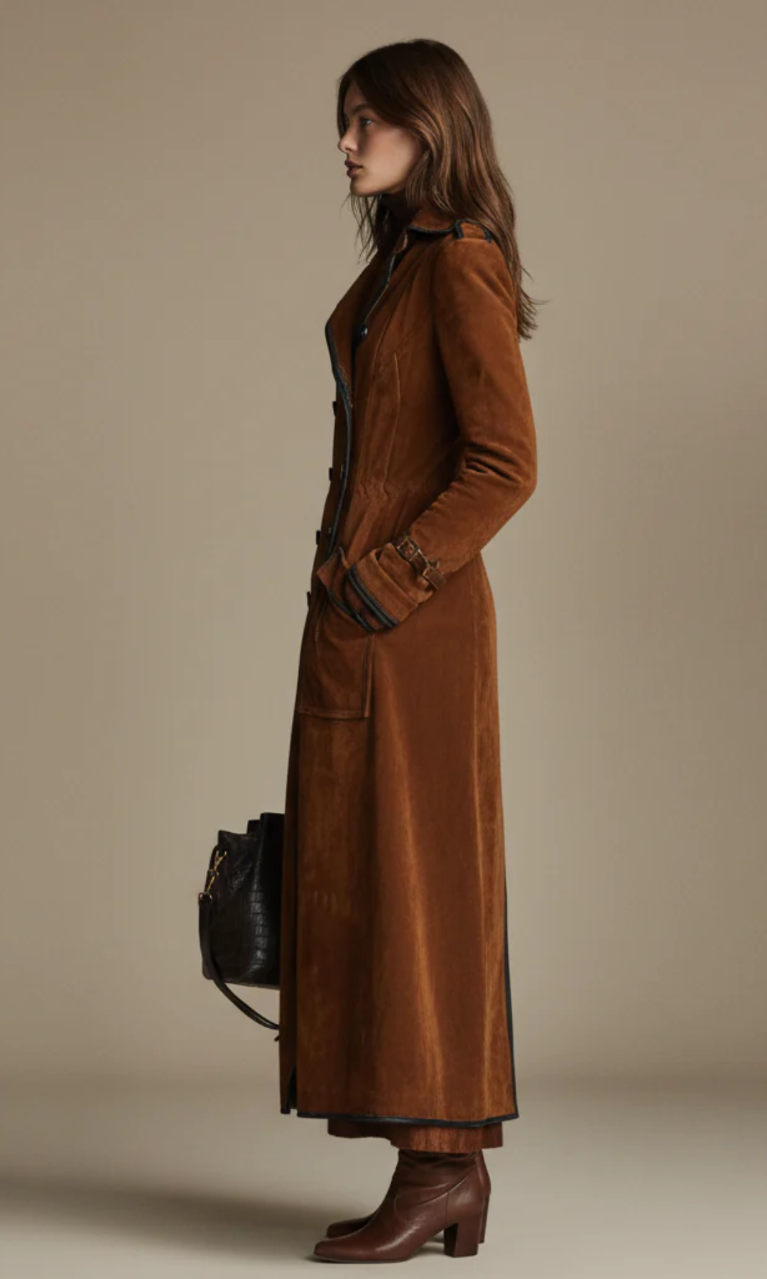 Ana | Chaqueta larga de ante vegano