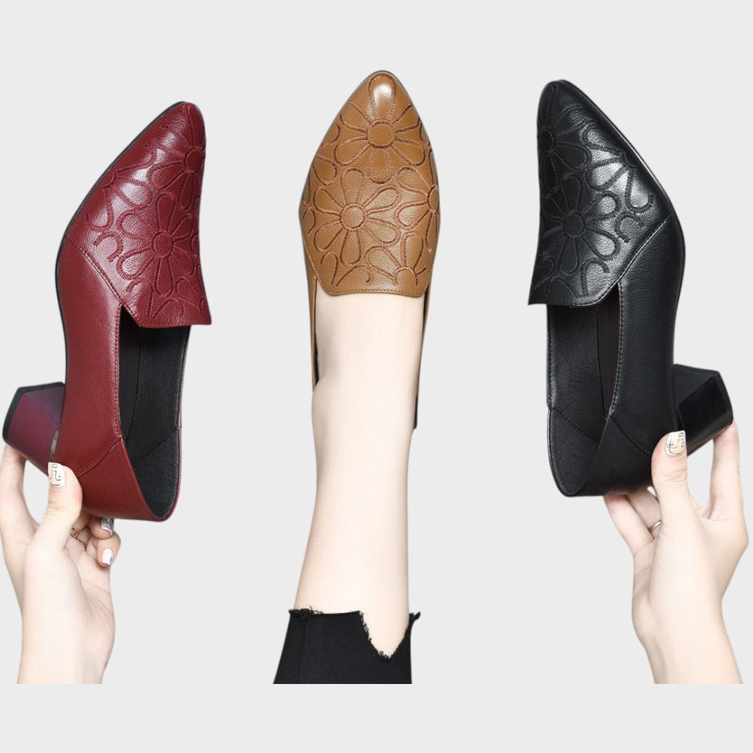 Elena | Zapatos de Cuero Con Bardados