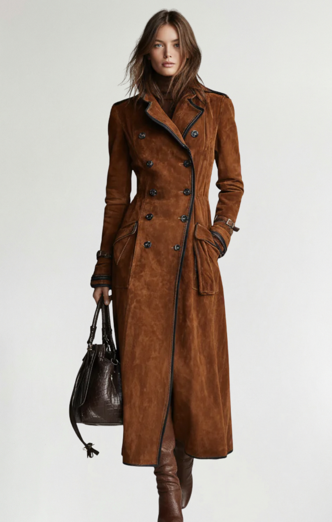 Ana | Chaqueta larga de ante vegano