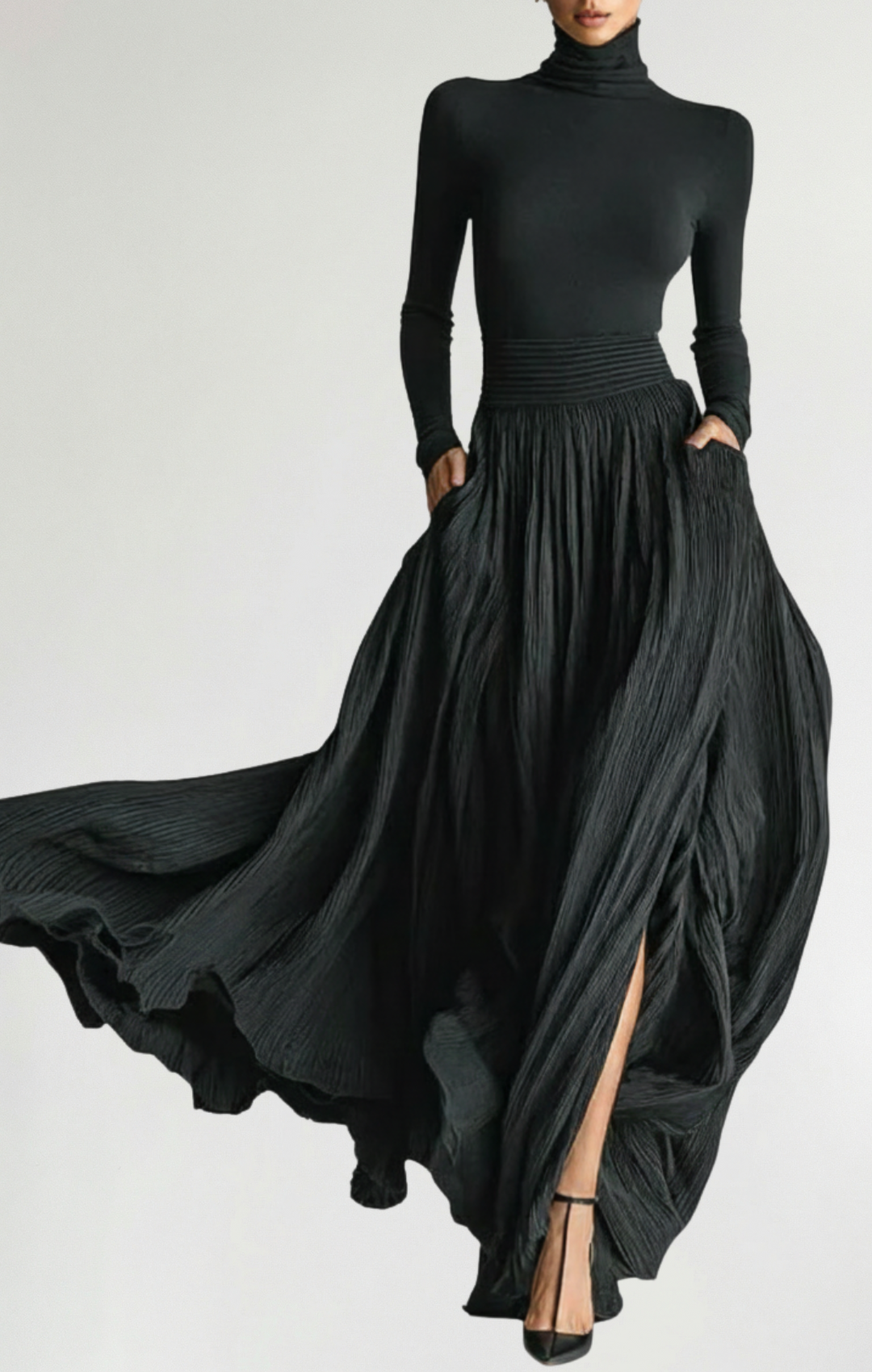 Lucía | Conjunto de falda plisada y camiseta ajustada de manga larga