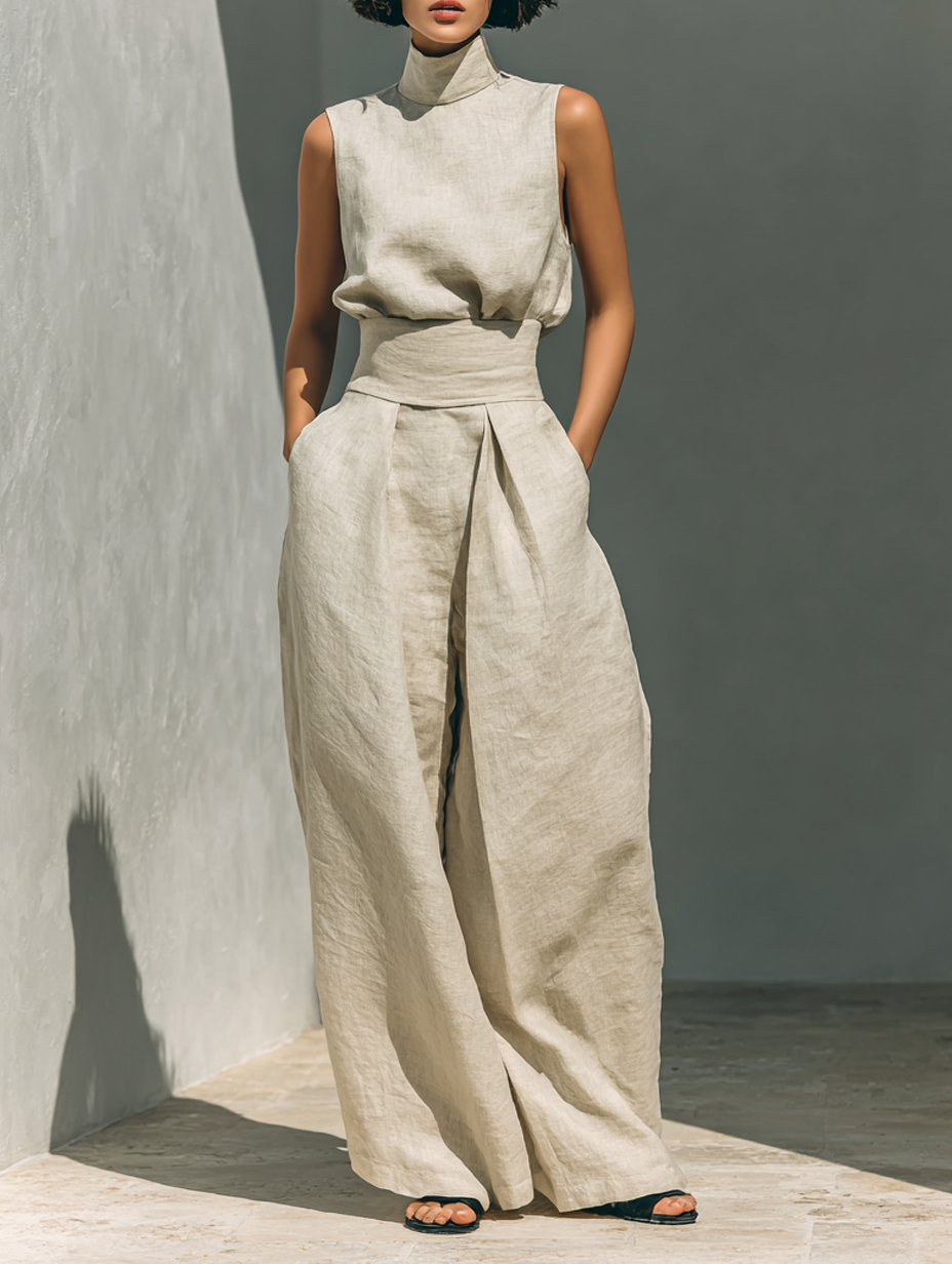 Inés | Conjunto minimalista de lino y algodón