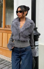 Mercedes | Chaqueta de piel de punto con parche de lujo