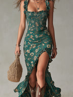 Sara | vestido maxi boho abertura alta