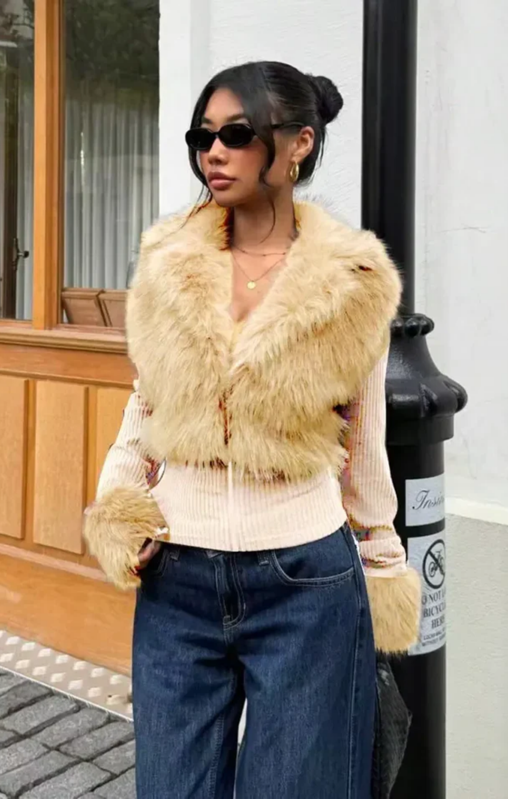 Mercedes | Chaqueta de piel de punto con parche de lujo