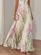 Rosario | Vestido maxi floral plisado