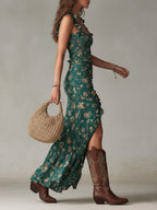 Sara | vestido maxi boho abertura alta