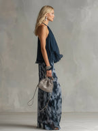 Ludovica | chiffon cuello alto pantalones estampados