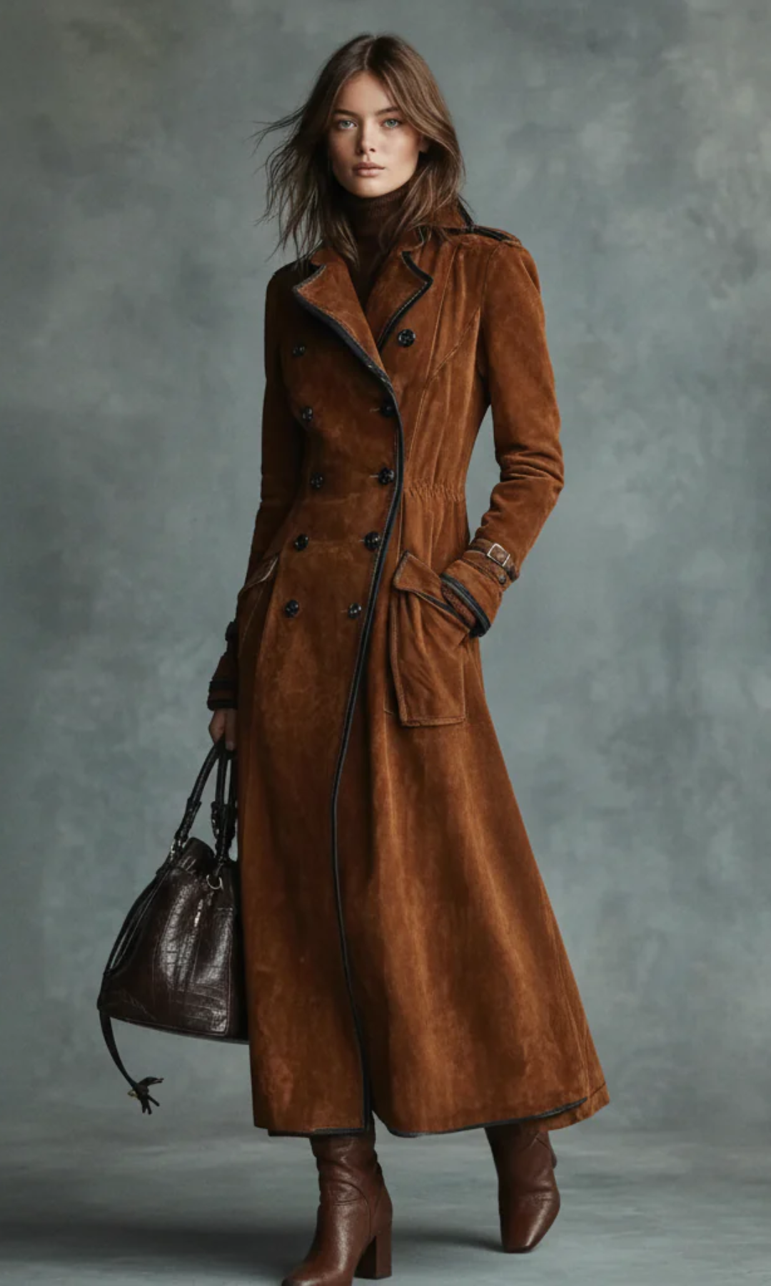 Ana | Chaqueta larga de ante vegano