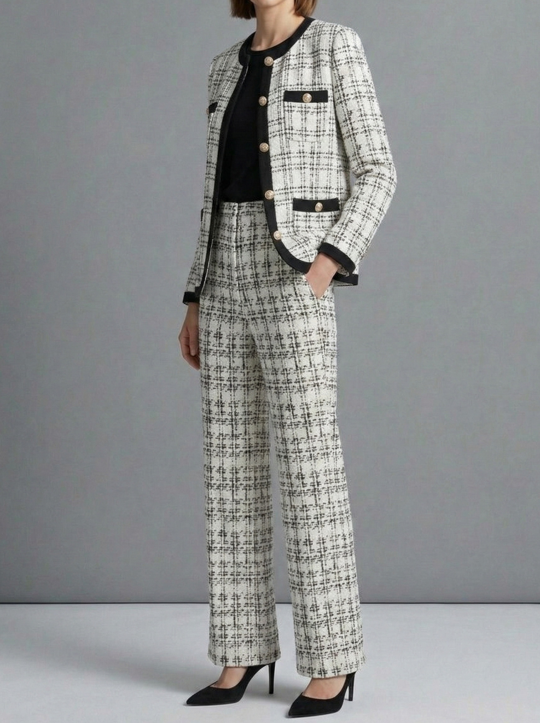 Camila | Conjunto Tweed Elegante de Chaqueta y Pantalón
