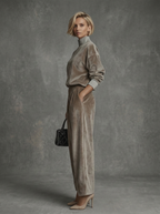 Paloma | Conjunto de Dos Piezas en Terciopelo y Pantalón de Pierna Ancha