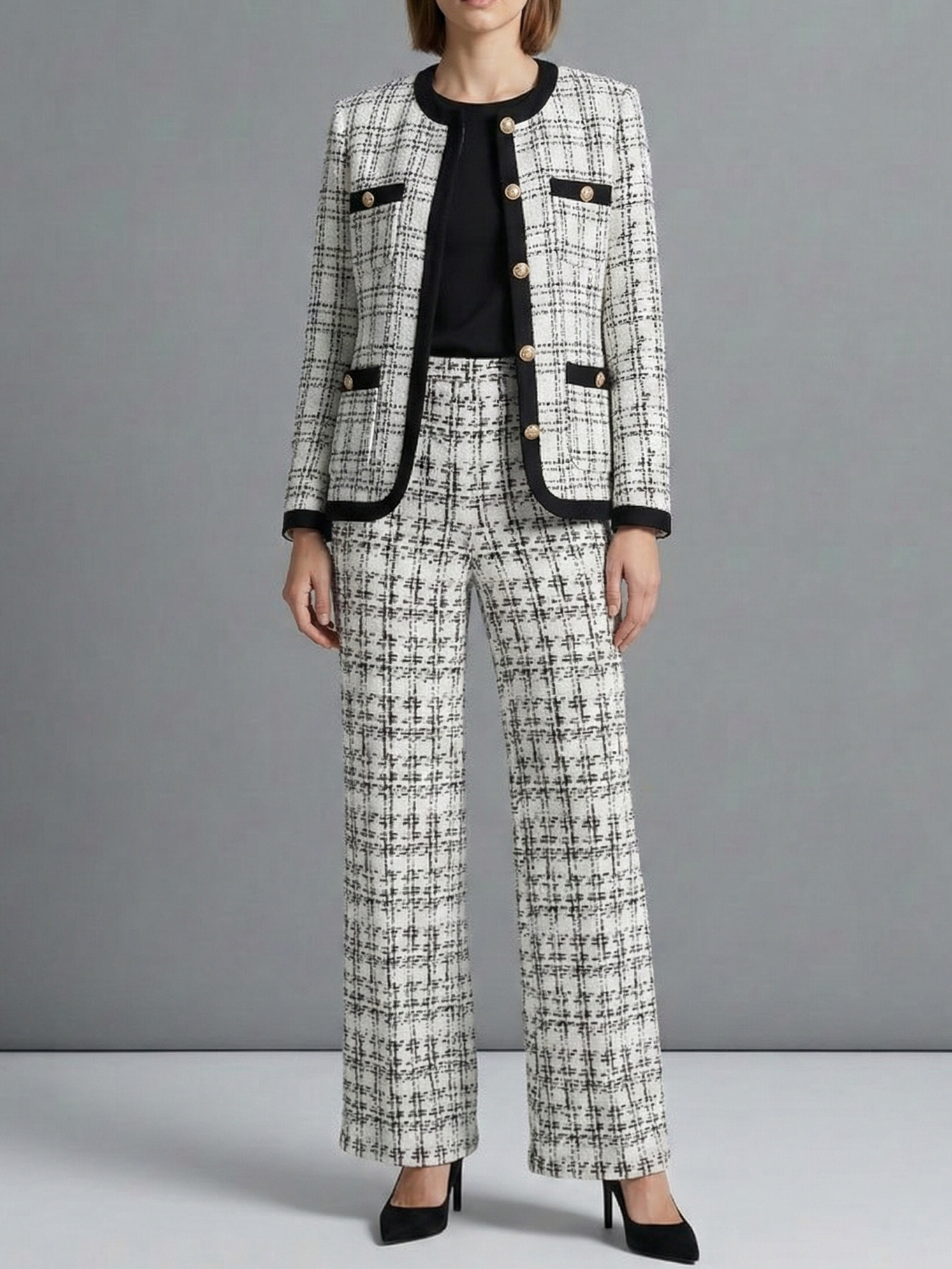 Camila | Conjunto Tweed Elegante de Chaqueta y Pantalón