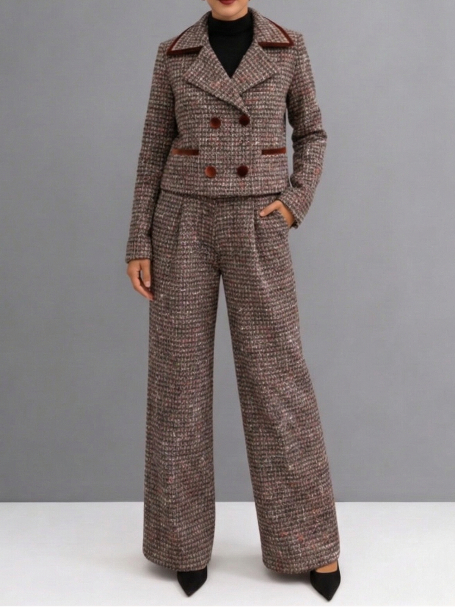 Marina | Conjunto Tweed Elegante de Chaqueta y Pantalón