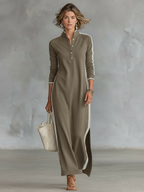 Andrea | Vestido maxi minimalista con ribete blanco