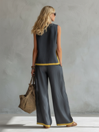 Mari | Conjunto bicolor de lino y algodón