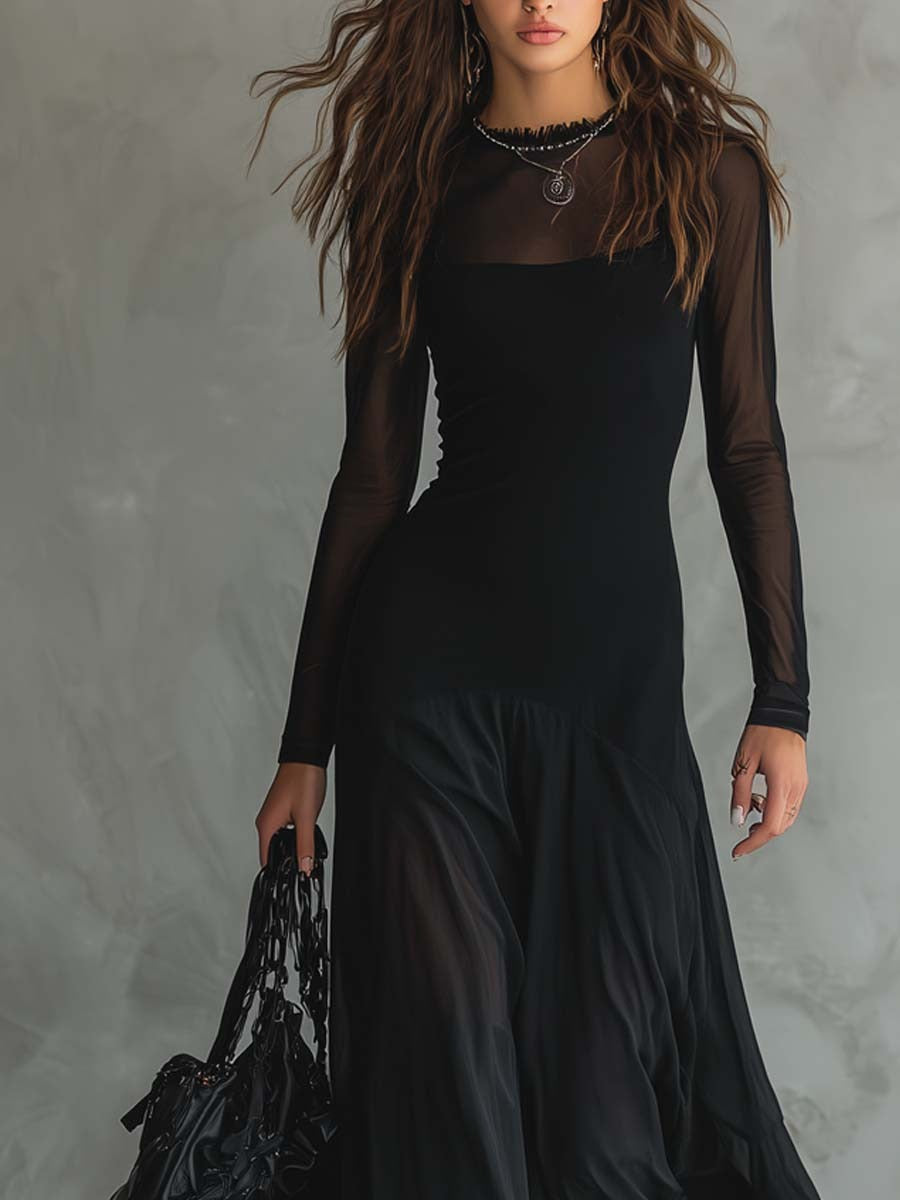 Clara | Vestido largo de tul elegante para entretiempo