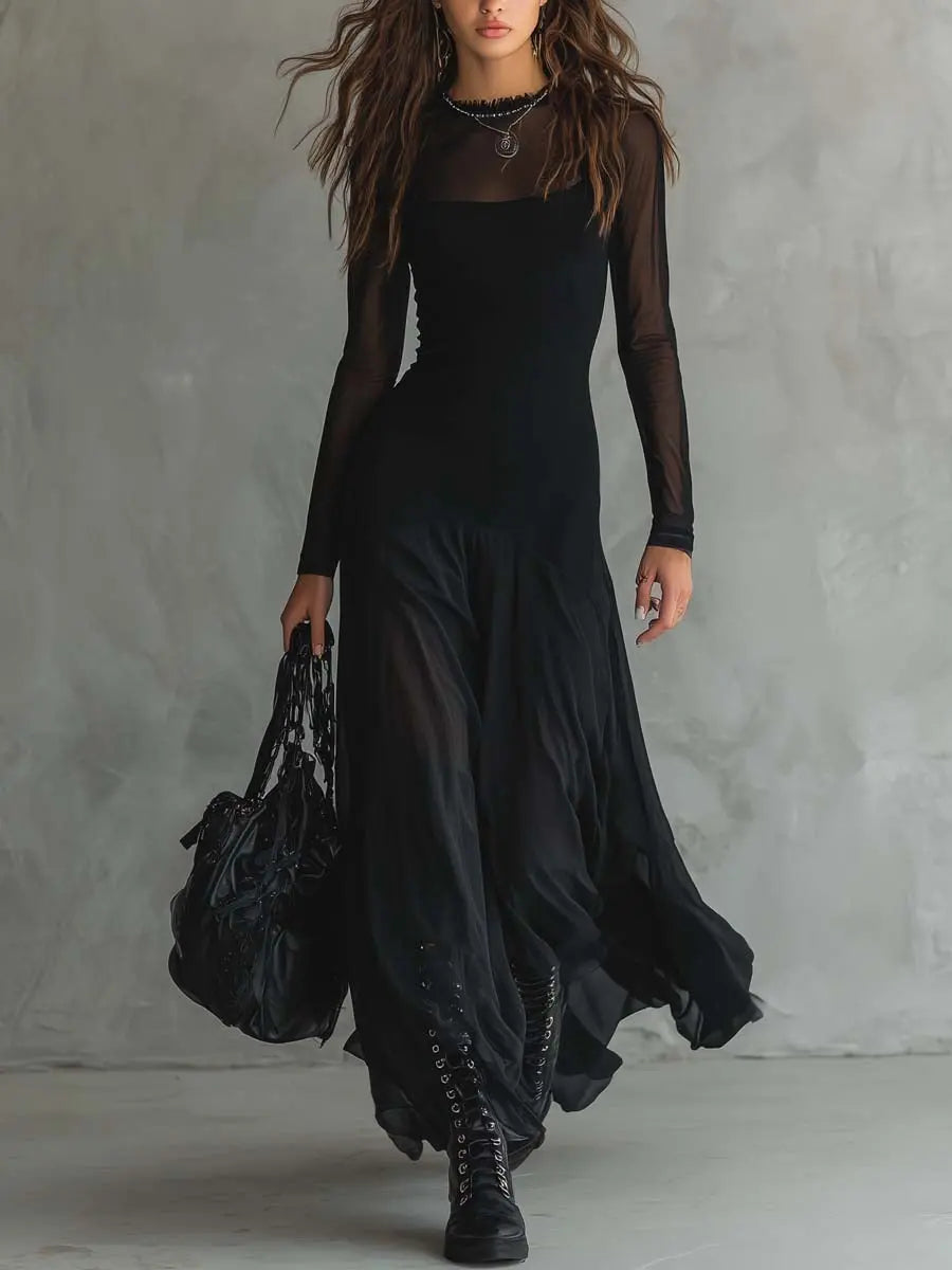 Clara | Vestido largo de tul elegante para entretiempo