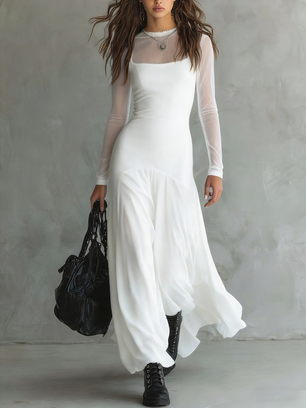 Clara | Vestido largo de tul elegante para entretiempo