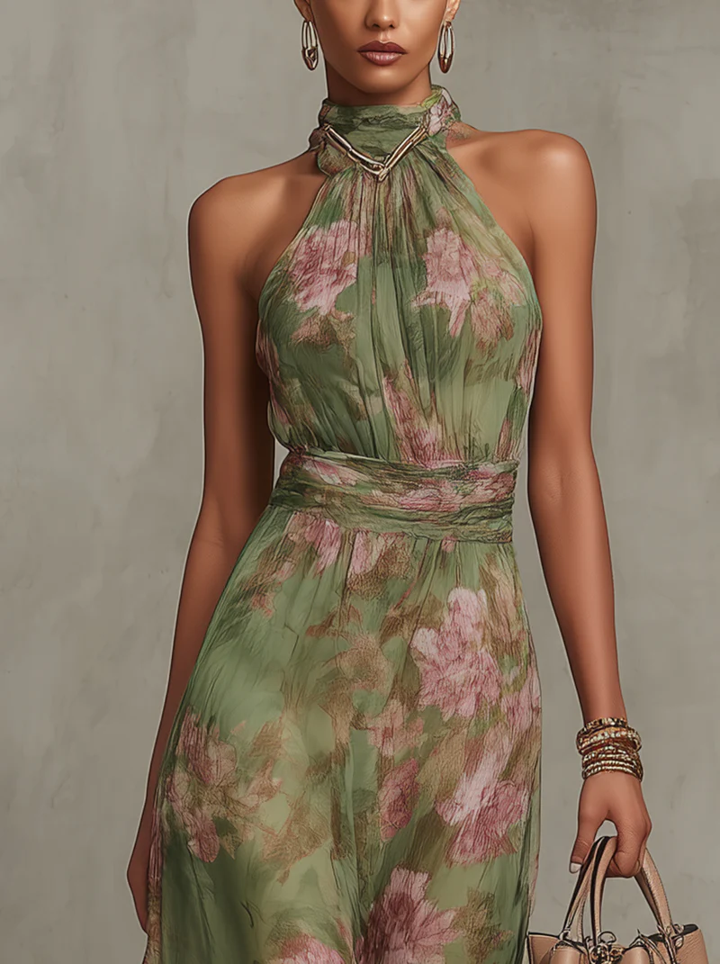 Alejandra | Vestido maxi floral verde