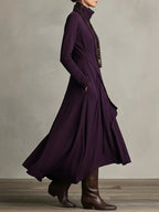 Sandra | Vestido maxi plisado asimétrico de cuello alto
