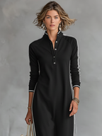 Andrea | Vestido maxi minimalista con ribete blanco