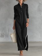 Andrea | Vestido maxi minimalista con ribete blanco
