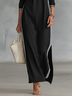 Andrea | Vestido maxi minimalista con ribete blanco