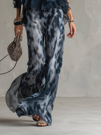 Ludovica | chiffon cuello alto pantalones estampados