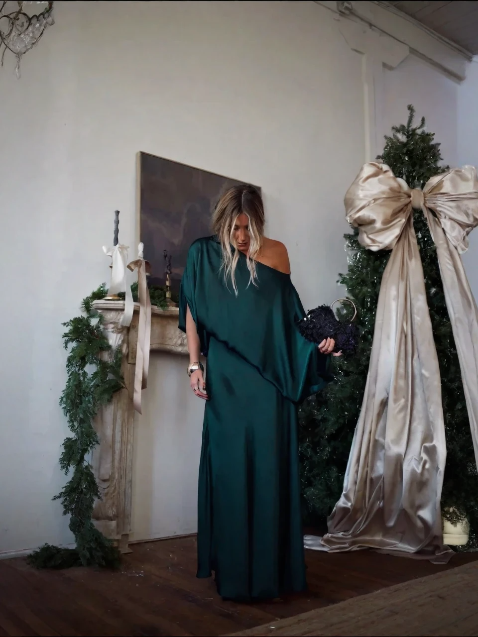 Mercedes | Conjunto de top drapeado convertible y falda larga de corte en A