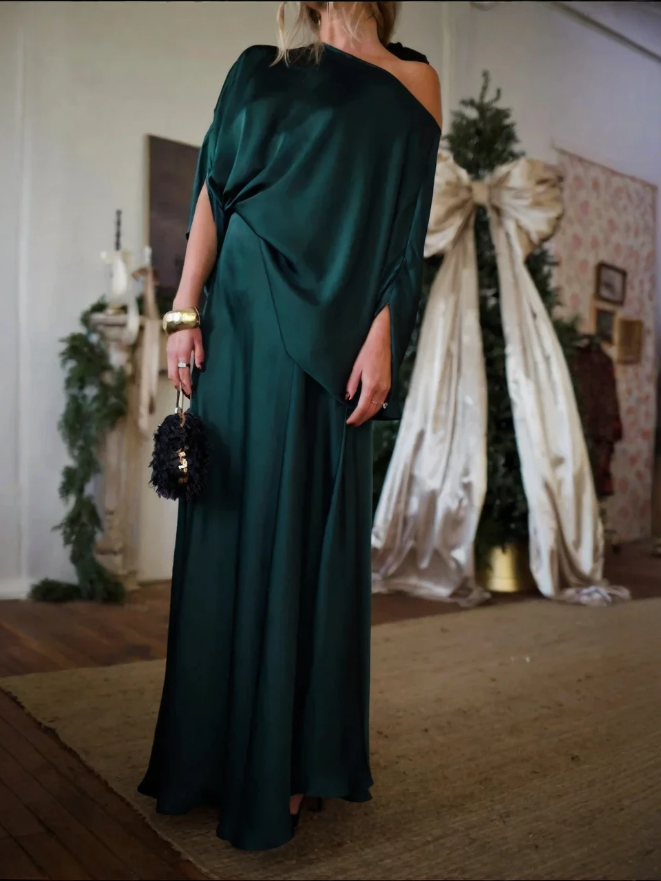 Mercedes | Conjunto de top drapeado convertible y falda larga de corte en A