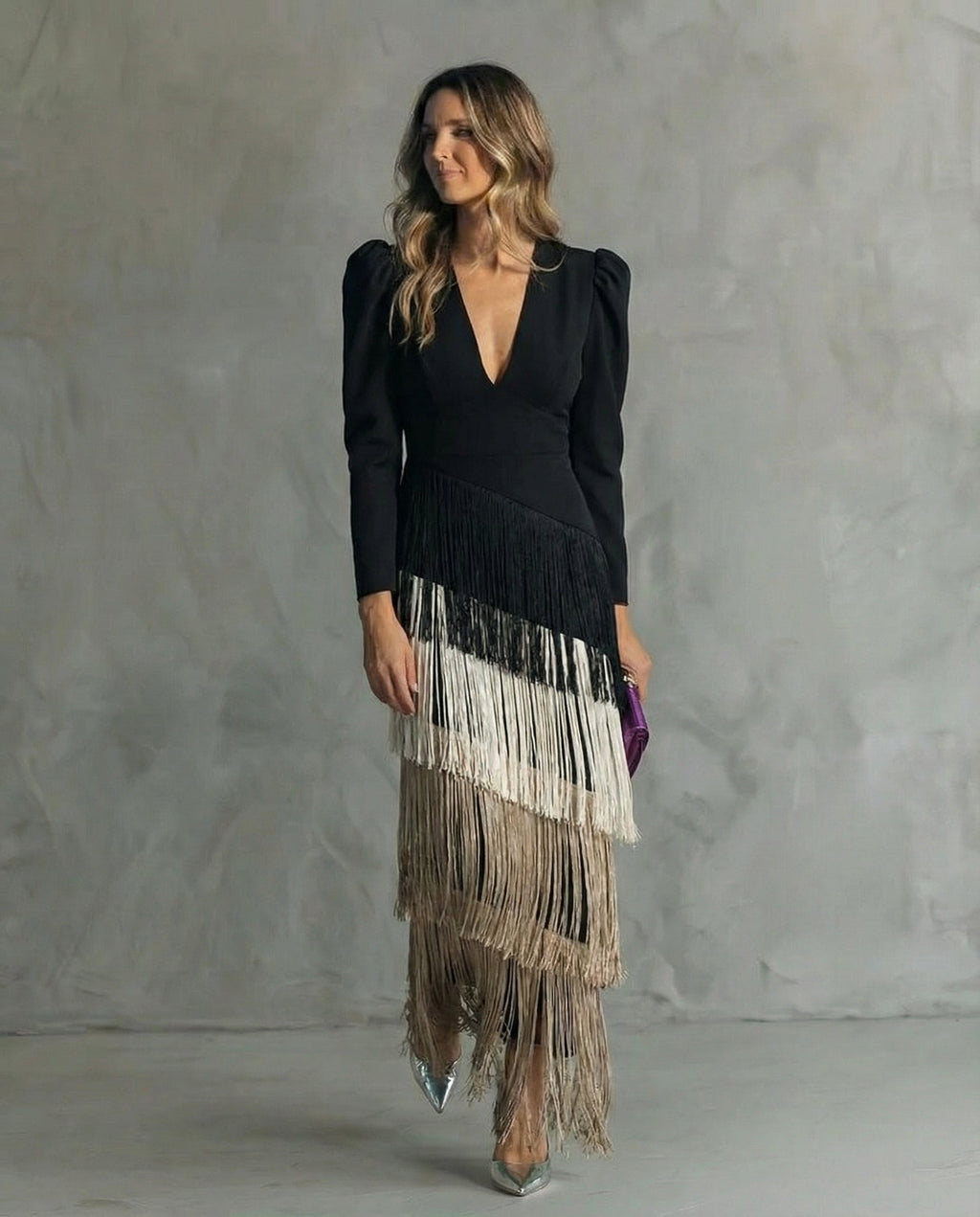 Nerea | Vestido elegante con flecos