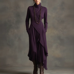 Sandra | Vestido maxi plisado asimétrico de cuello alto